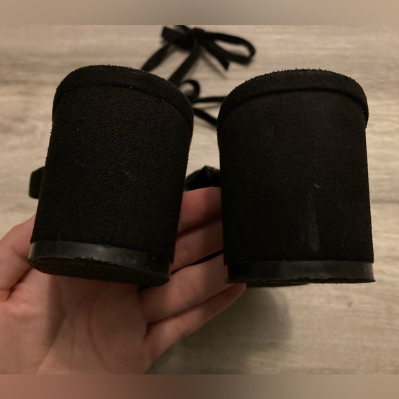 Scoop Block Heel Sandals Lace Up Faux Suede Open Toe Strappy Tie Up Gladiator 8 - Picture 12 of 16